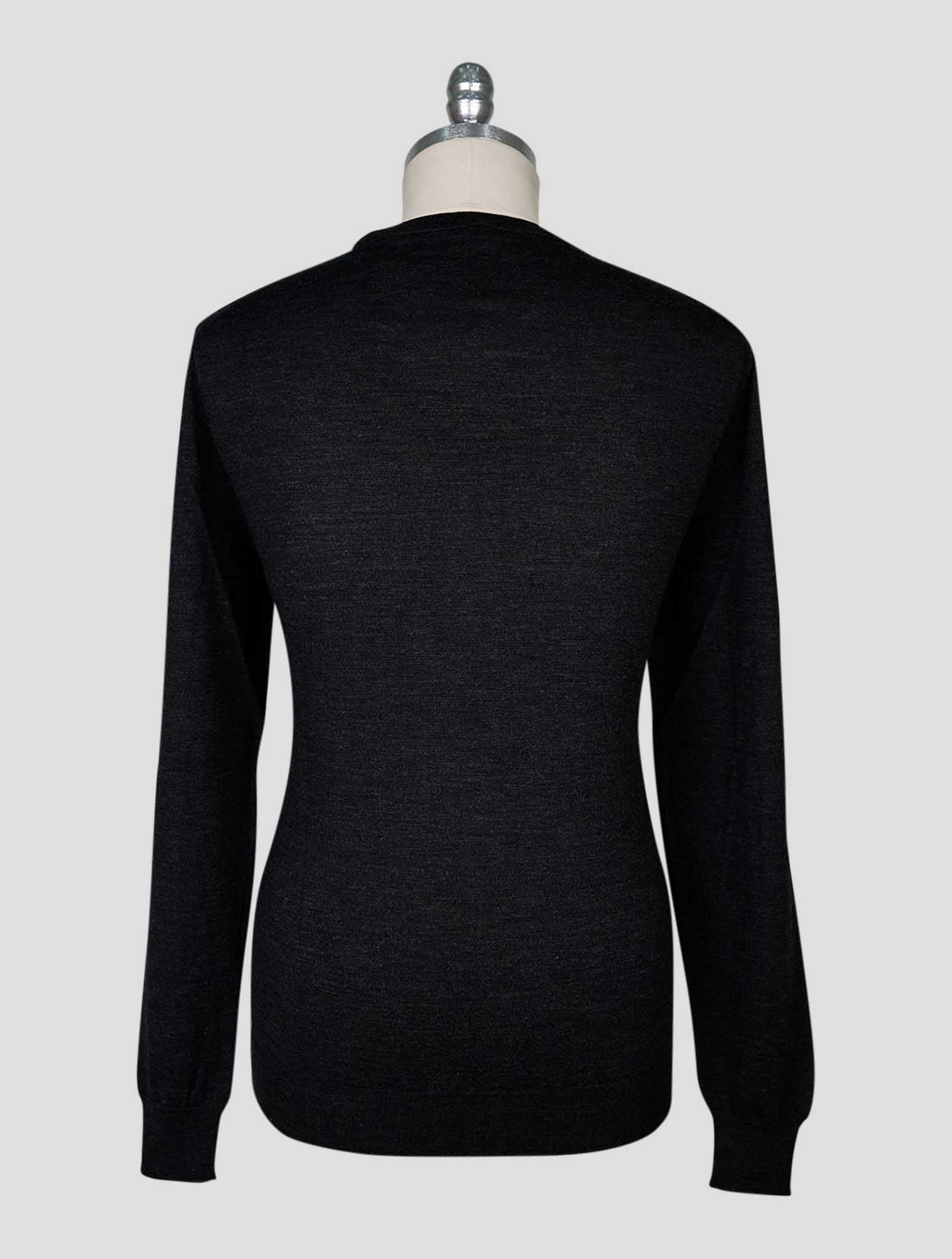 Kiton Black Wool Sweater Crewneck