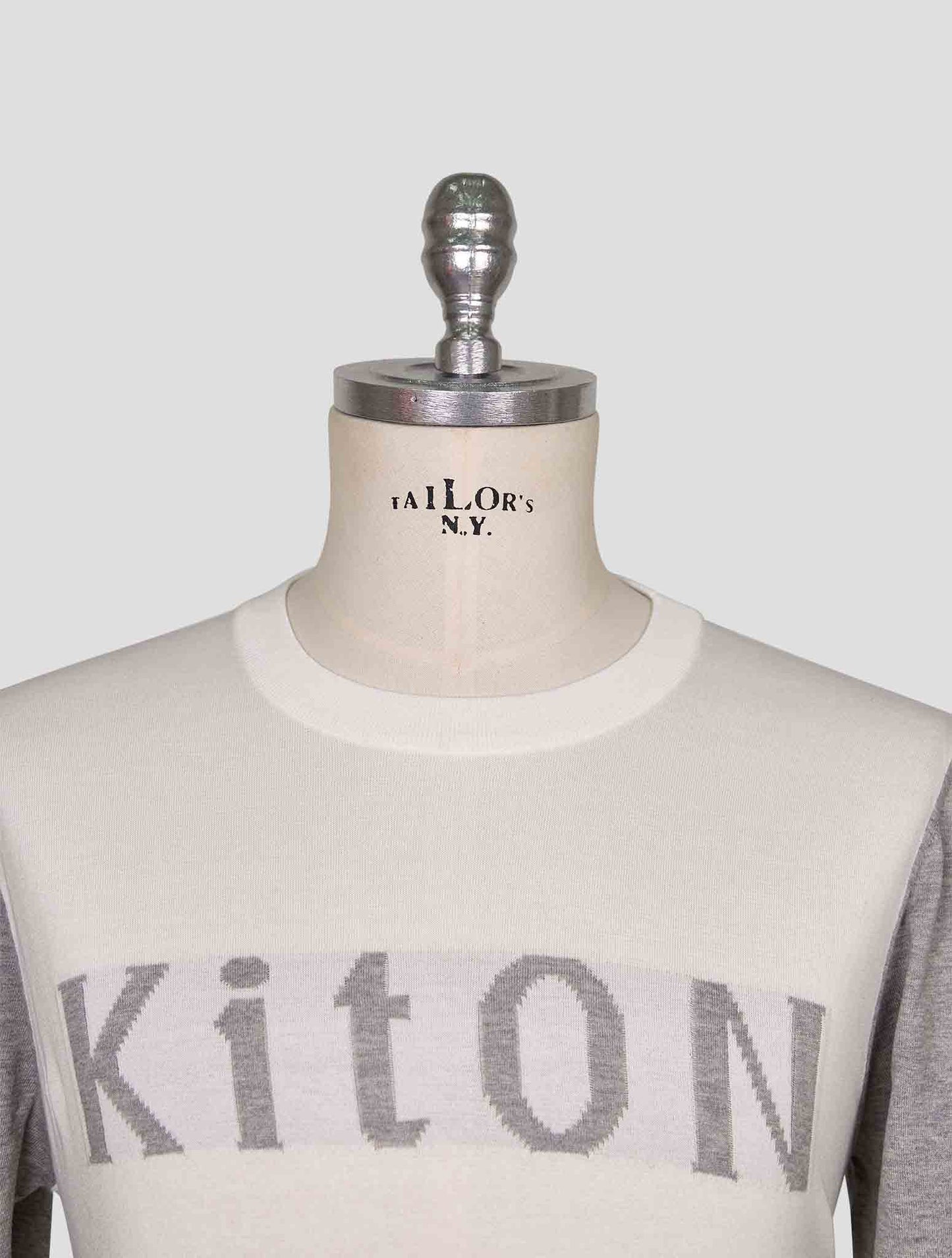 Kiton White Cotton Sweater Crewneck