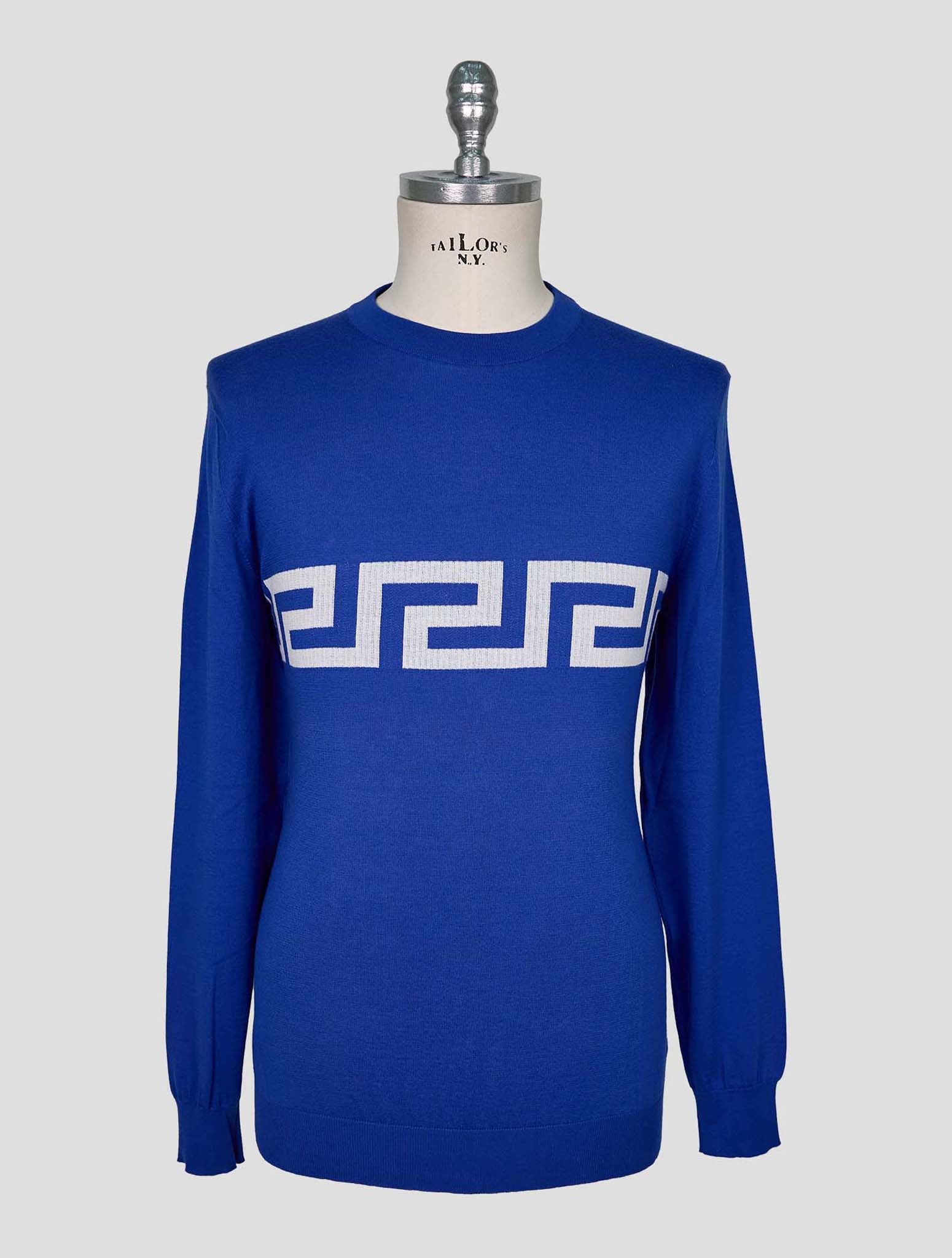 Kiton Blue Cotton Sweater Crewneck
