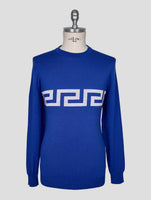 Kiton Blue Cotton Sweater Crewneck