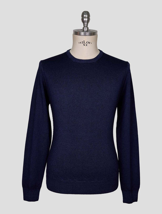 Kiton Blue Wool Sweater Crewneck