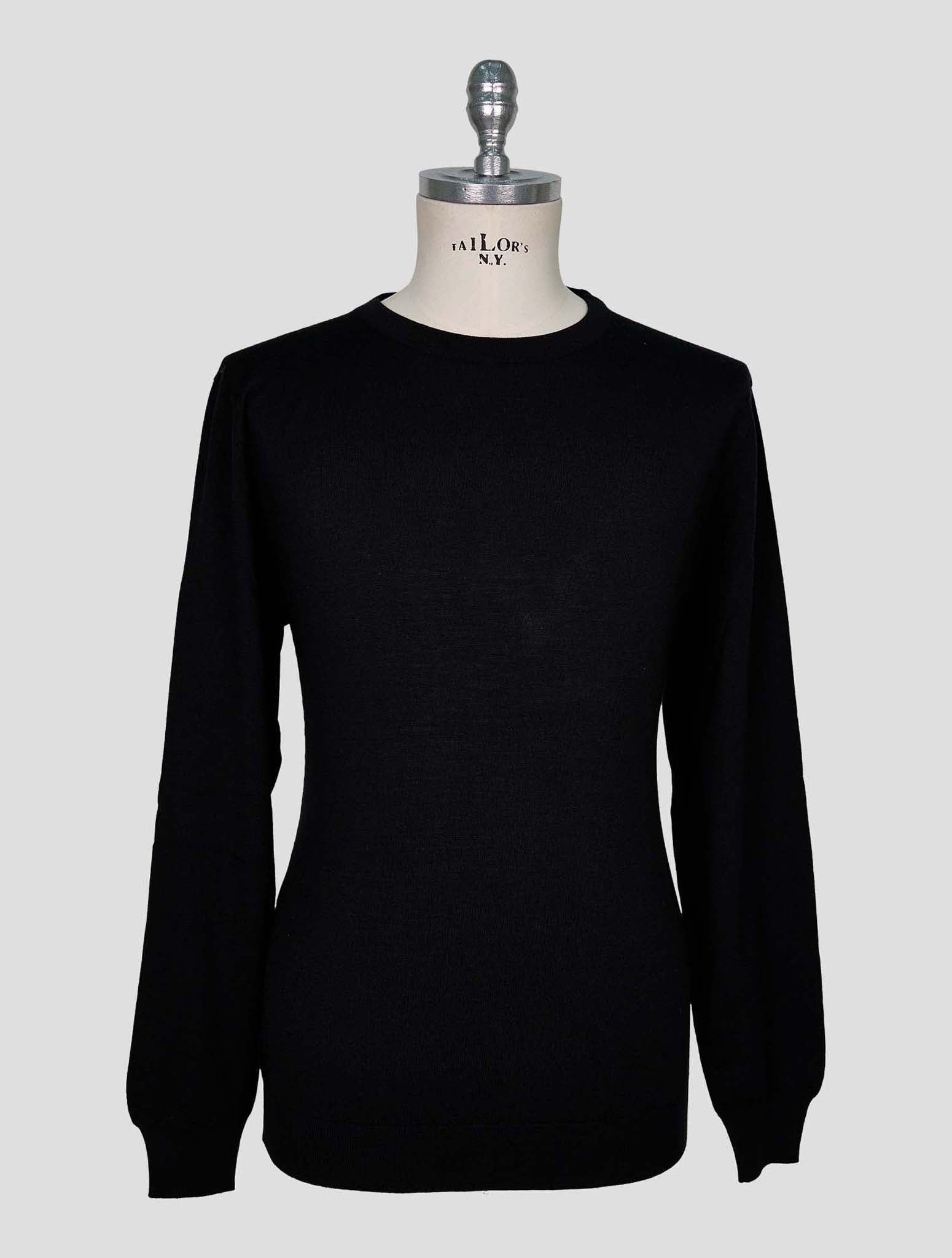 Kiton Black Wool Sweater Crewneck