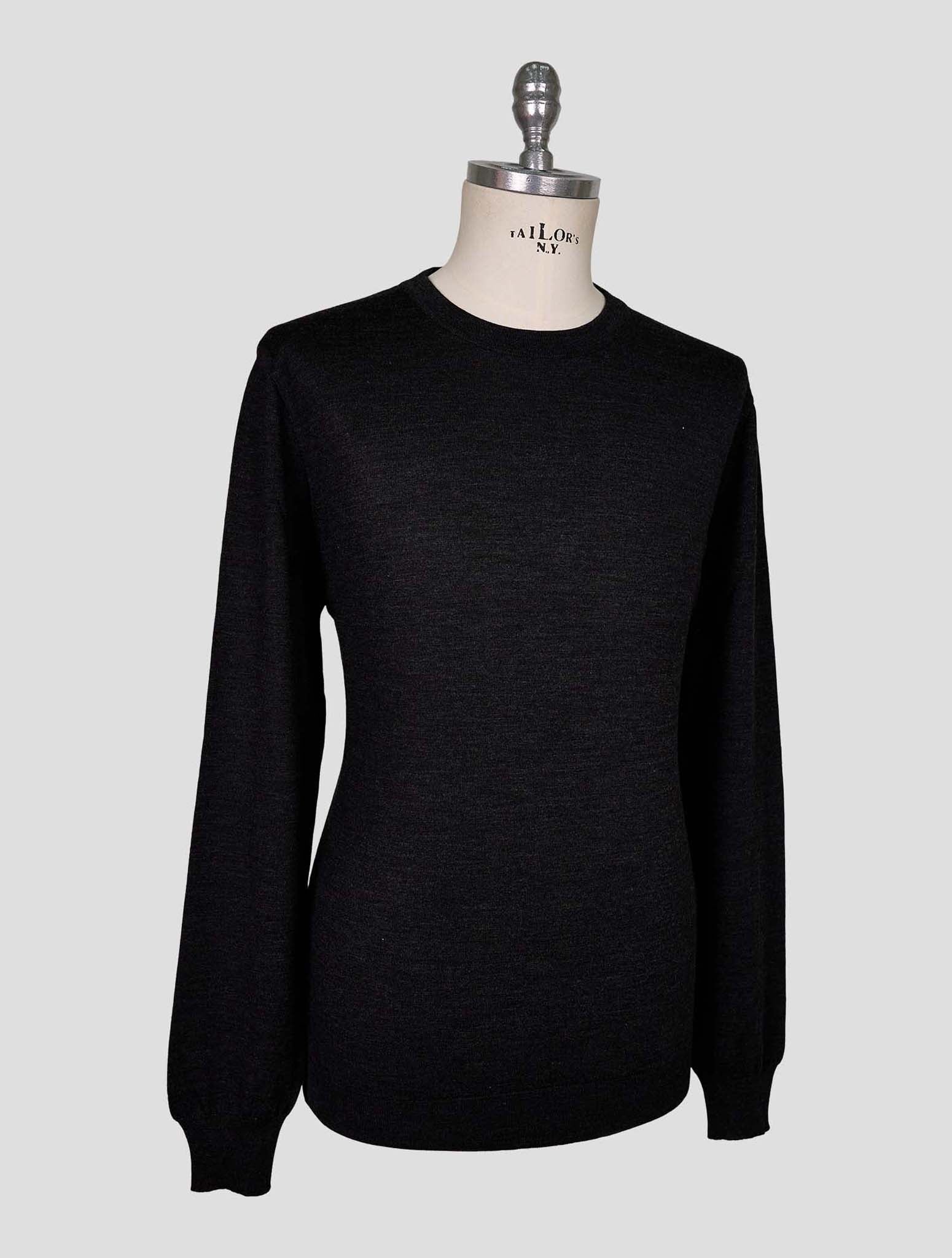 Kiton Black Wool Sweater Crewneck