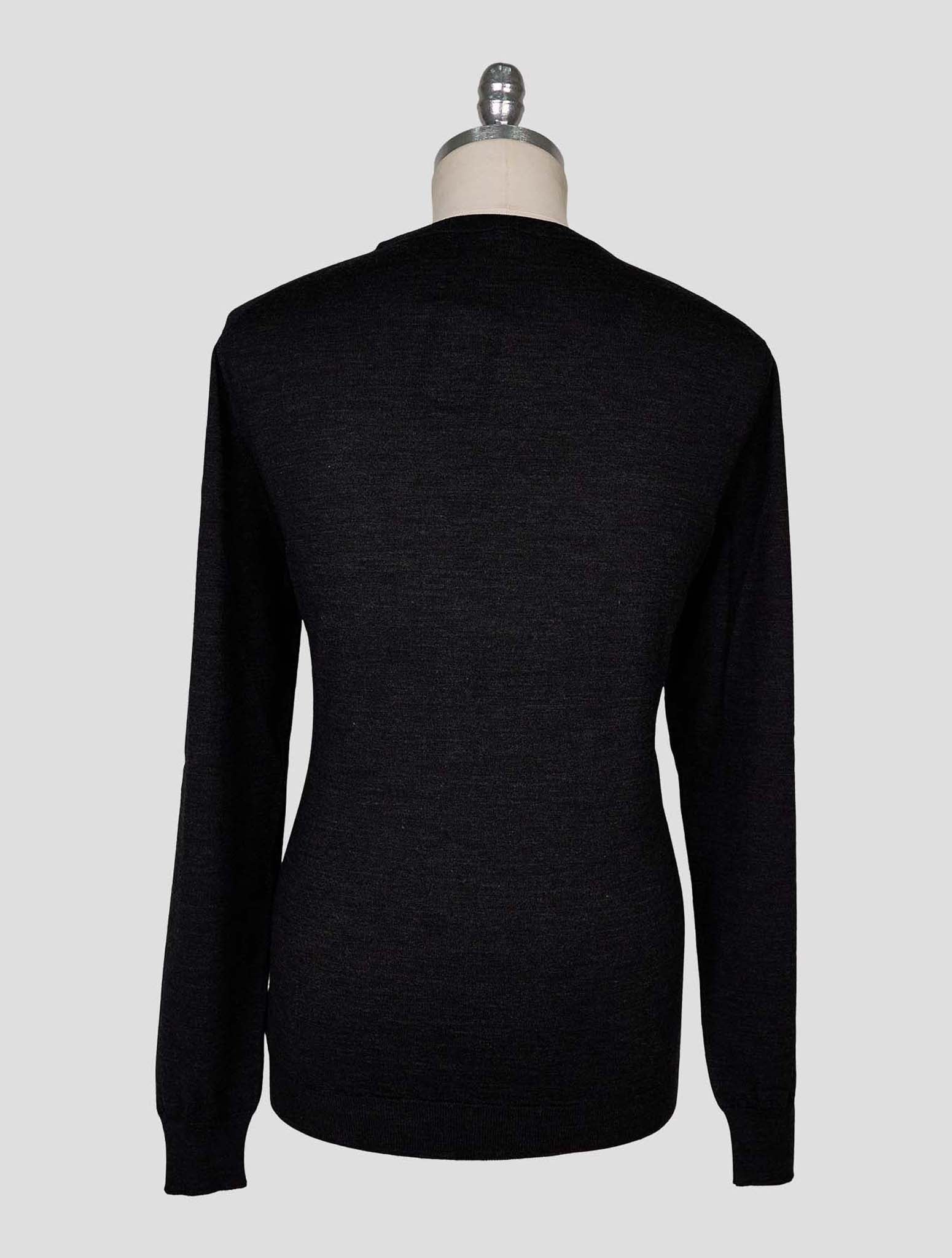 Kiton Black Wool Sweater Crewneck
