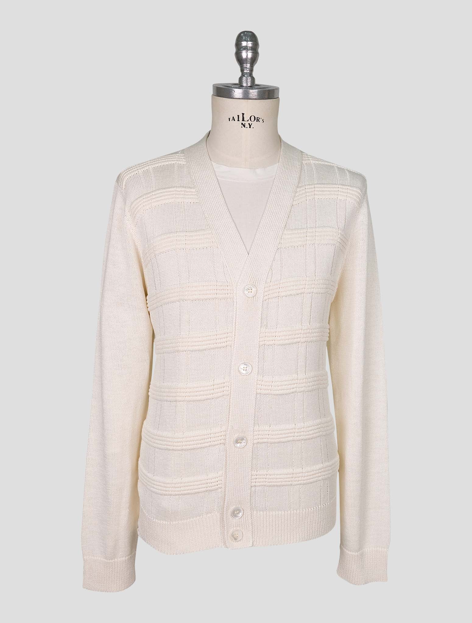Kiton White Cotton Silk Cardigan