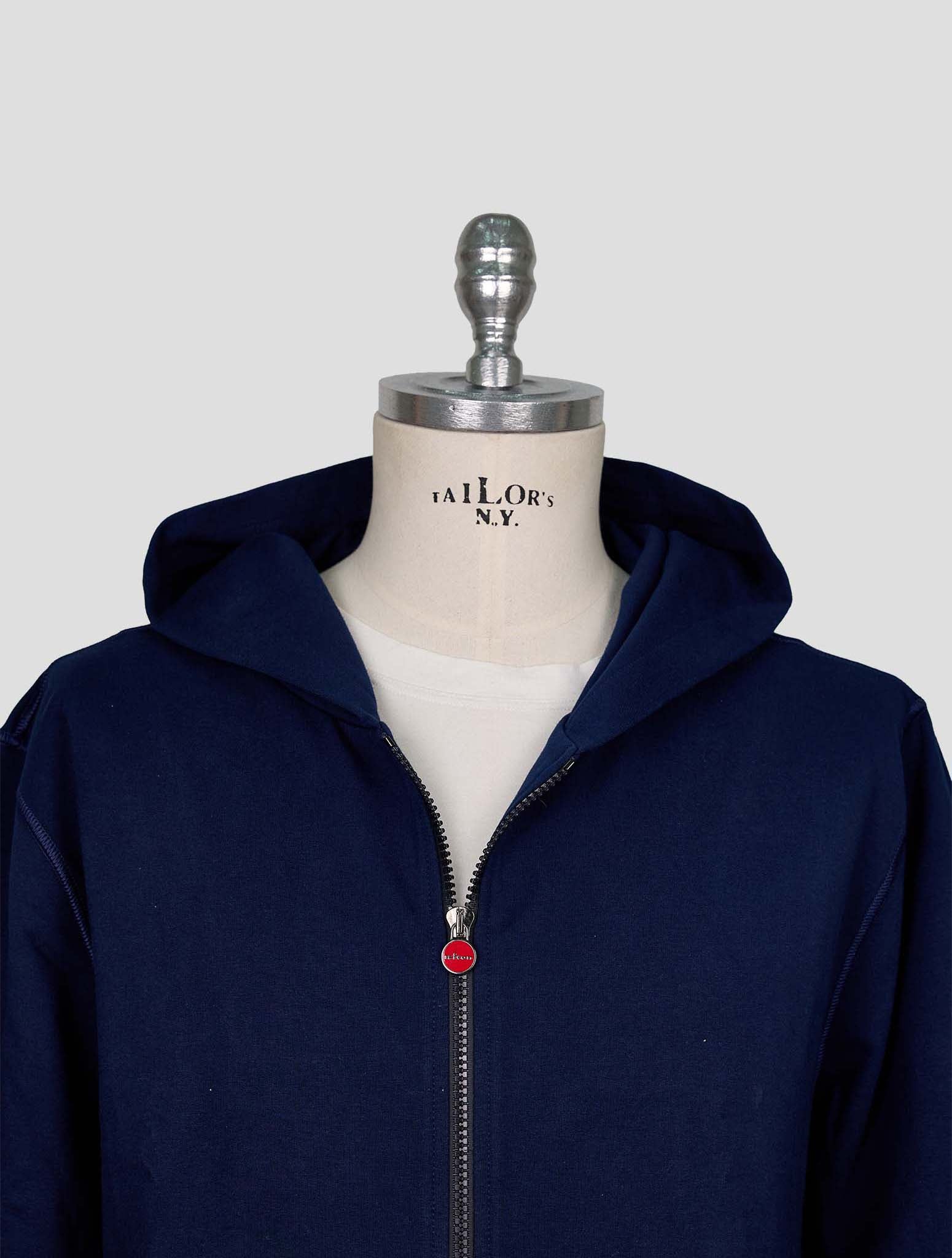 Kiton Blue Cotton Ea Sweater Full Zip
