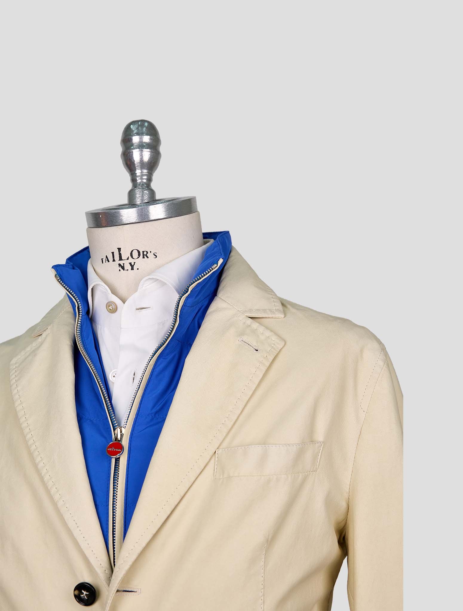 Kiton Beige Leather Blazer