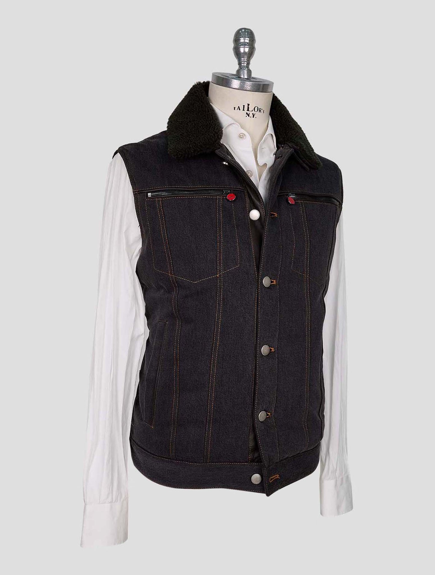 Kiton Gray Cotton Pl Gilet