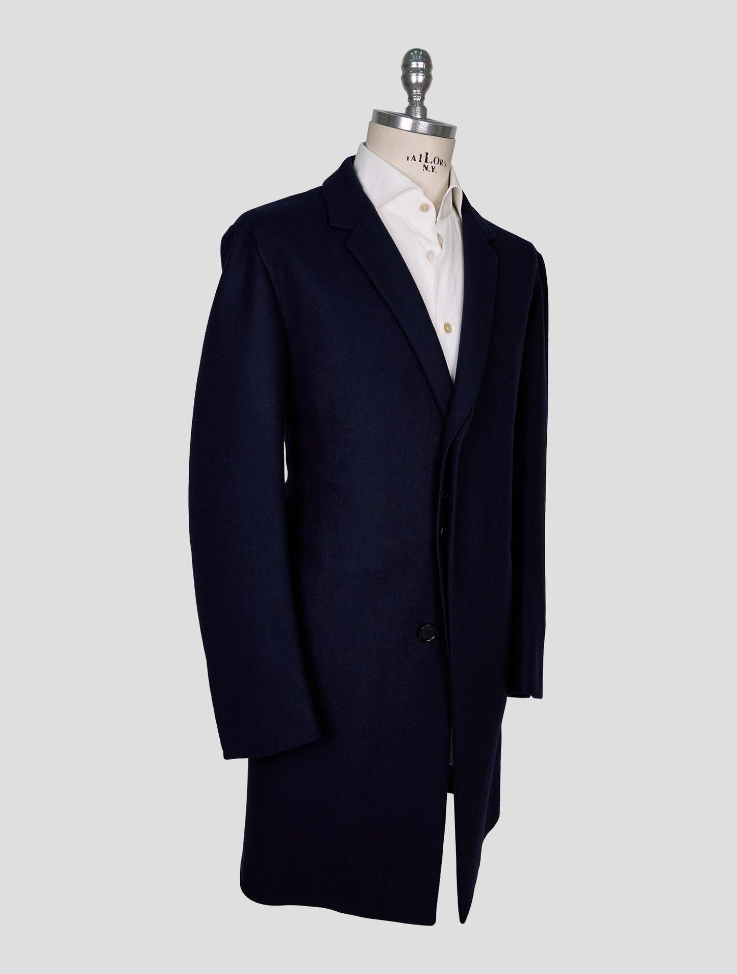 Kiton Blue Virgin Wool 14 Micron Overcoat