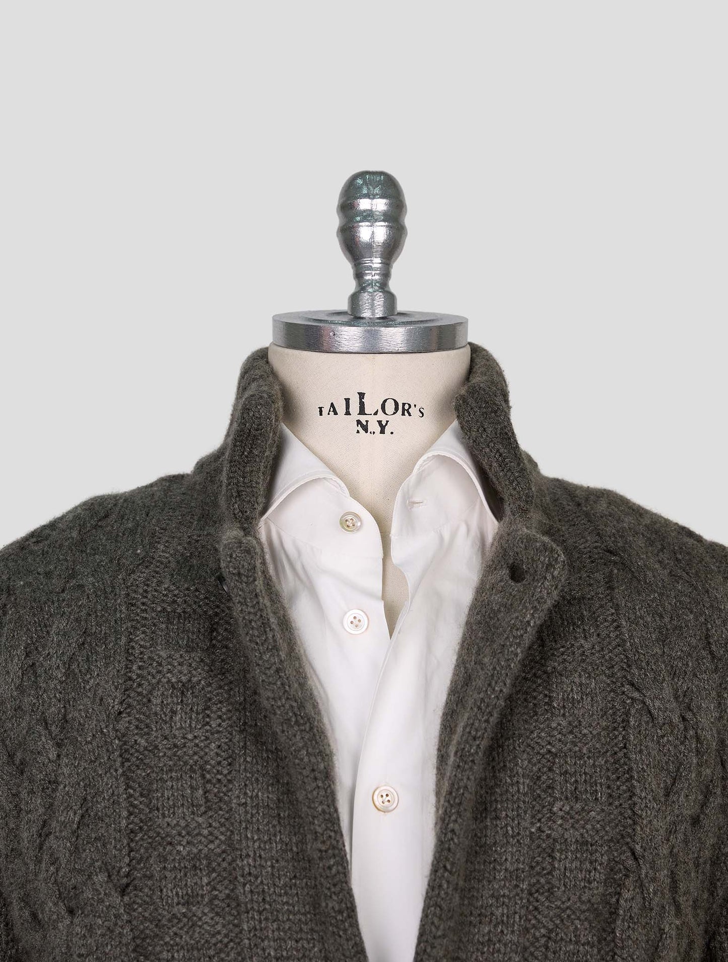 Kiton Green Cashmere Mink Fur Sweater Coat