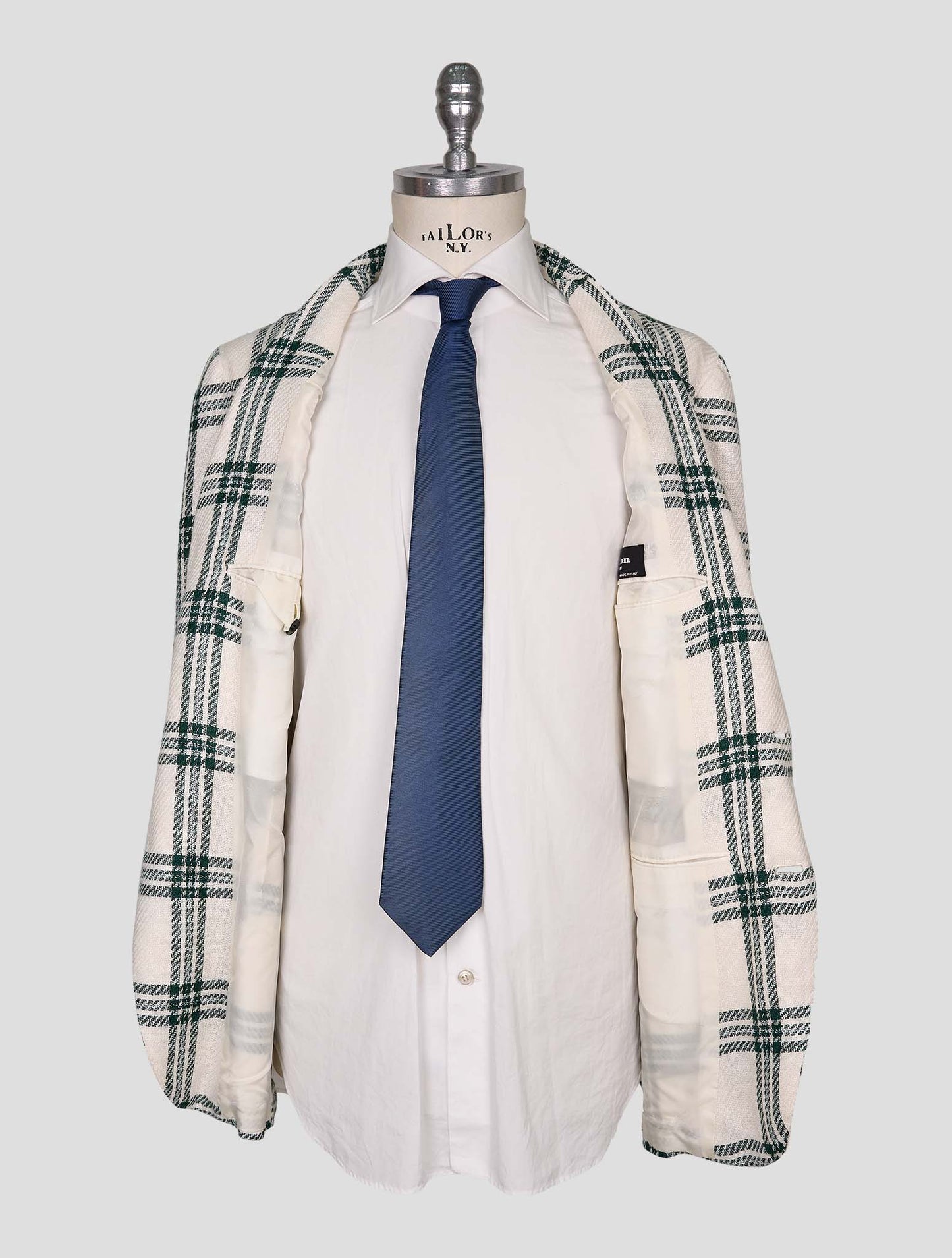Kiton Green White Cashmere Linen Blazer