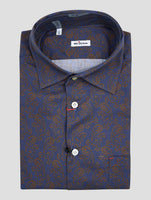 Kiton Blue Orange Cotton Shirt Nerano