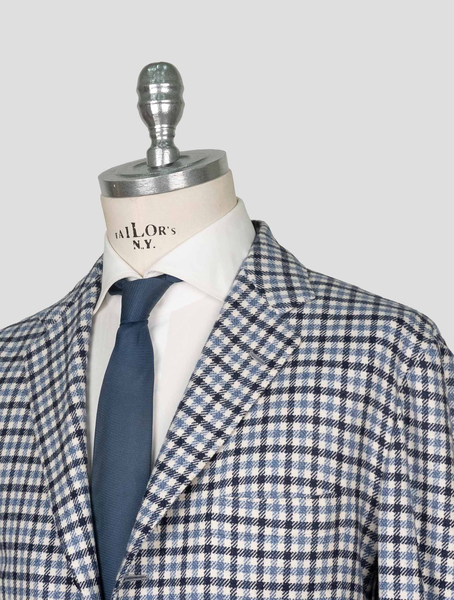 Kiton Blue White Cashmere Blazer