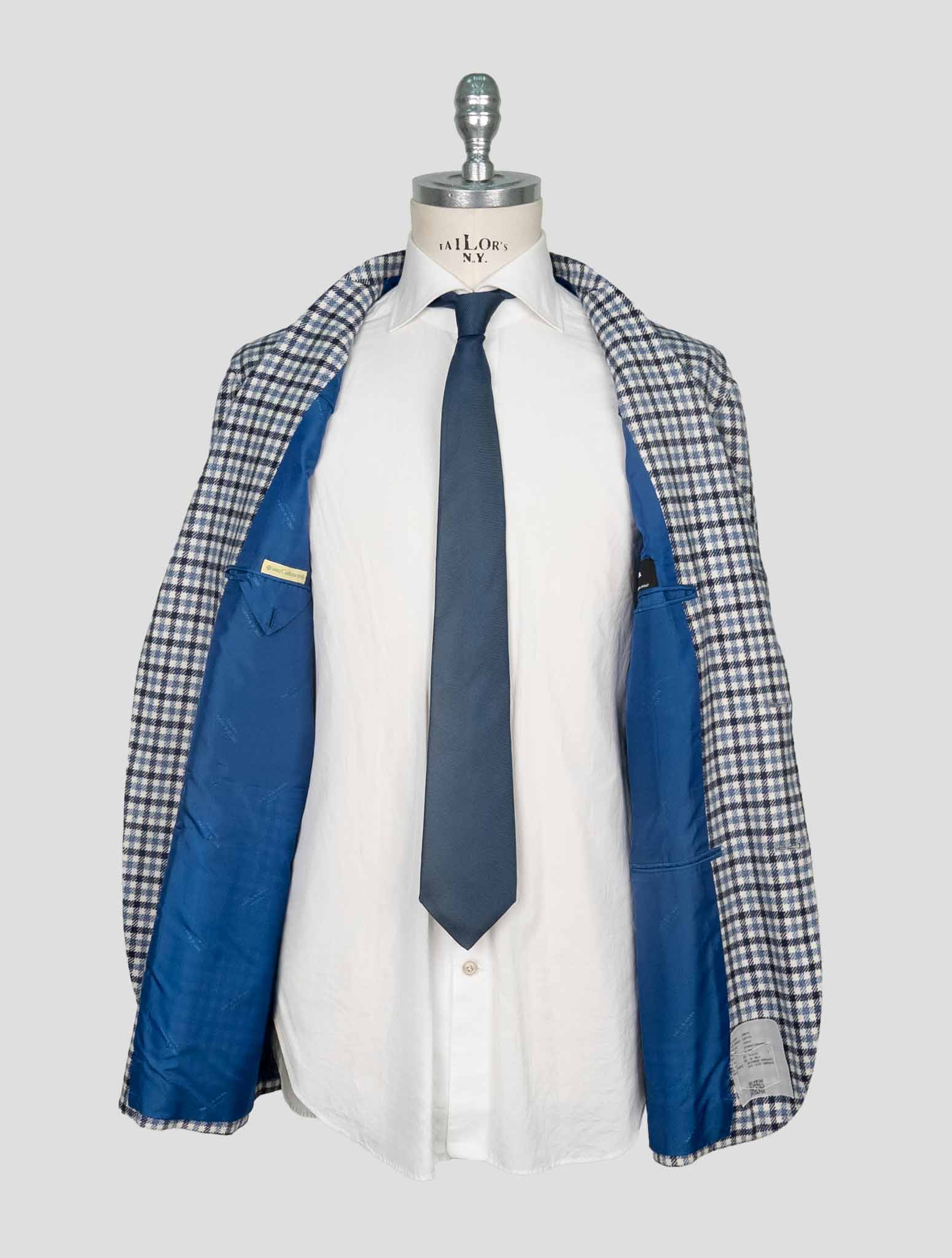 Kiton Blue White Cashmere Blazer