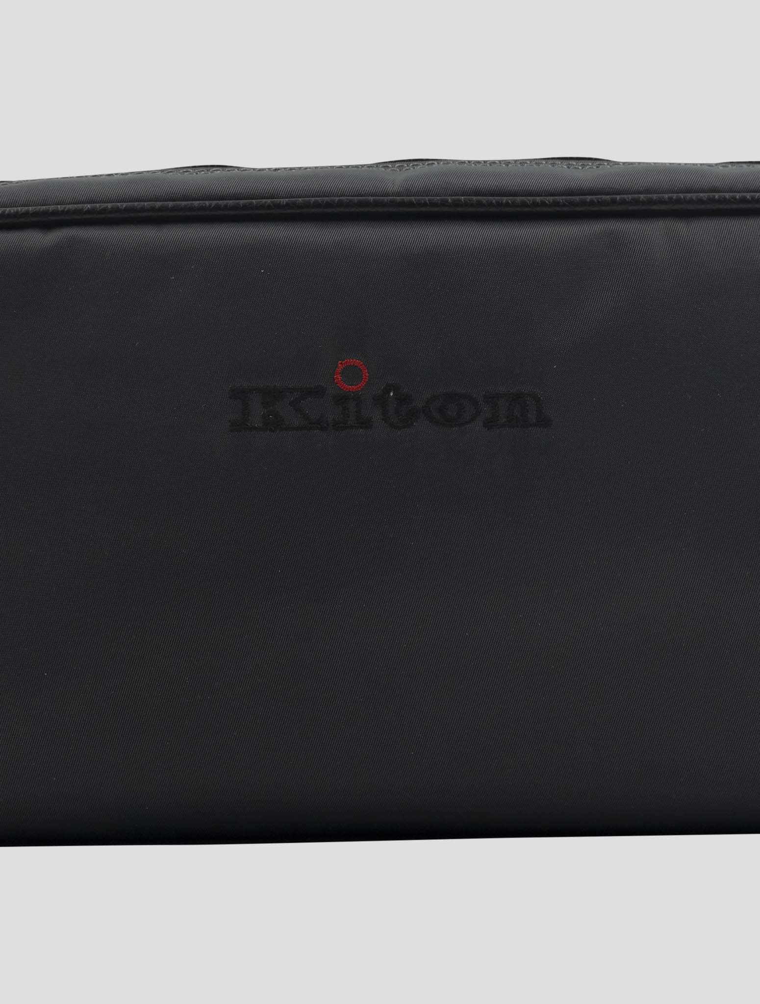 Kiton Gray Pa Cotton Leather Beauty Case Bag