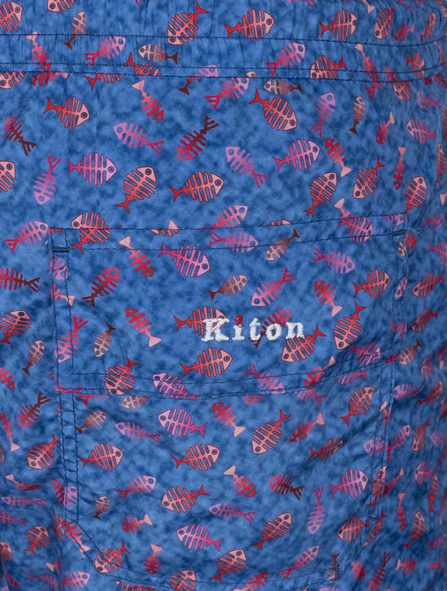 Kiton Light Blue Red Pl Swim Trunks