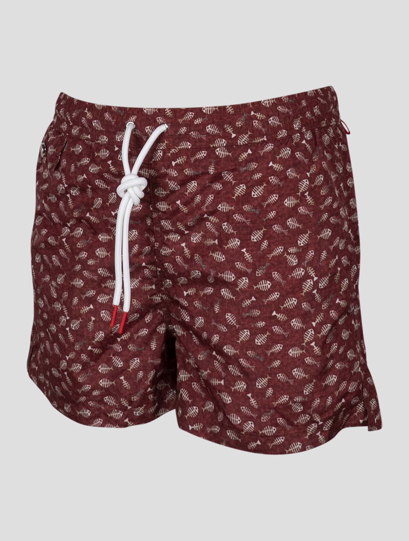 Kiton Burgundy White Pl Swim Trunks