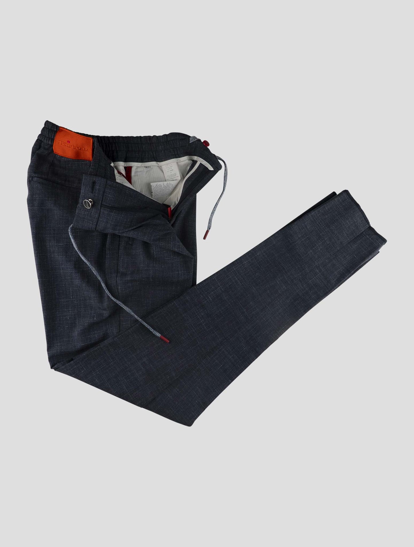 Kiton Blue Wool Silk Linen Pants