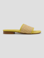 Kiton Yellow Beige Leather Canvas Sandals Women