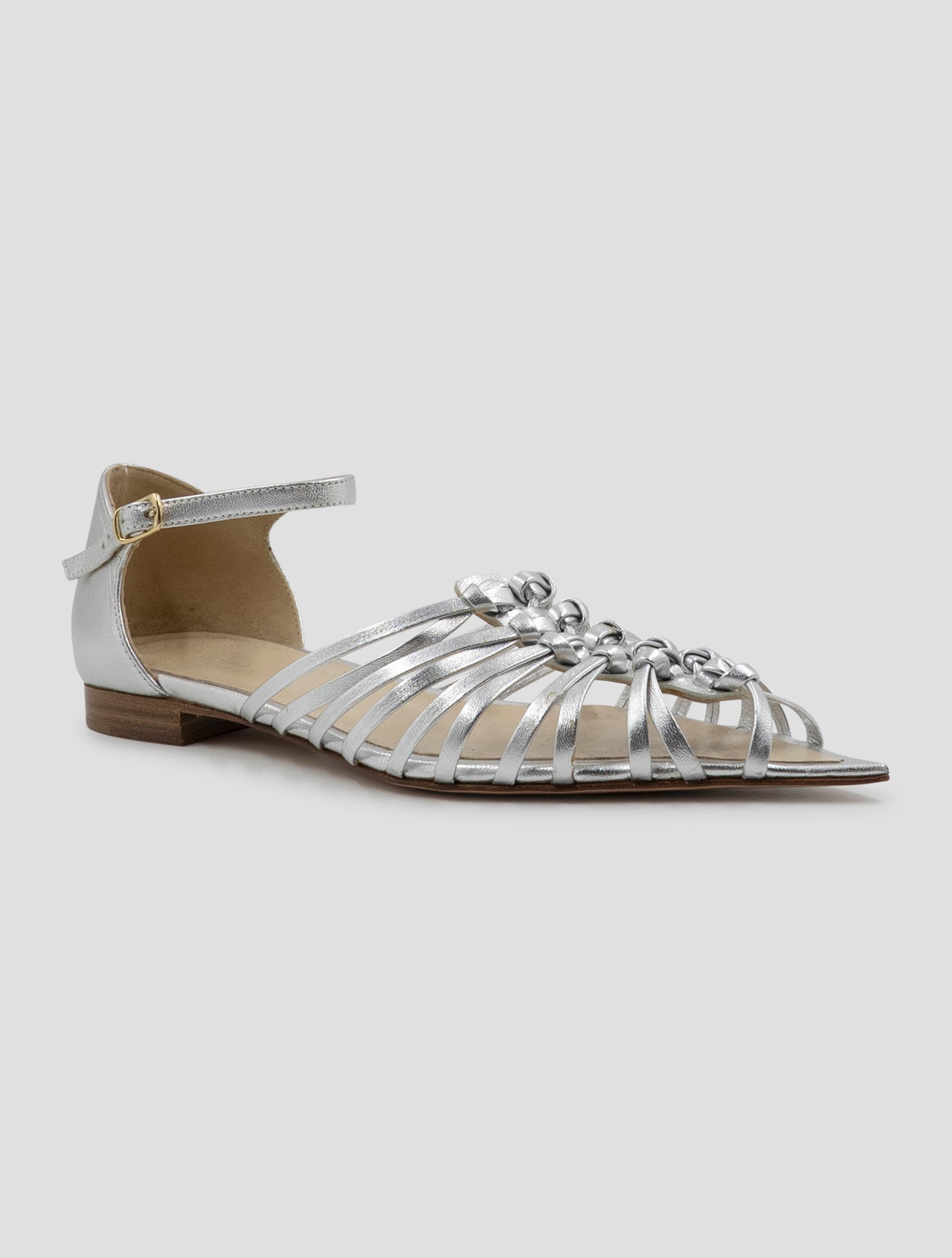 Kiton Silver Leather Suede Sandals Women