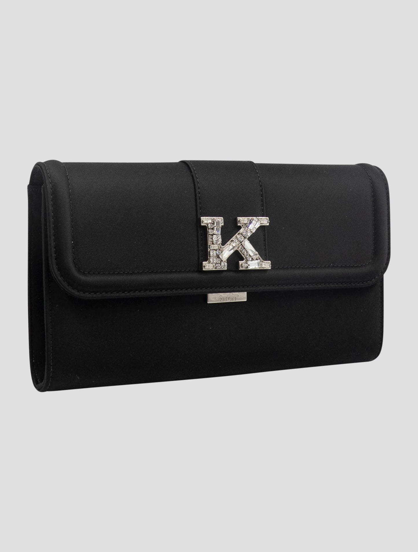Kiton Black Viscose Silk Pl Bag Women