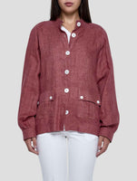 Kiton Burgundy Linen Blazer Women