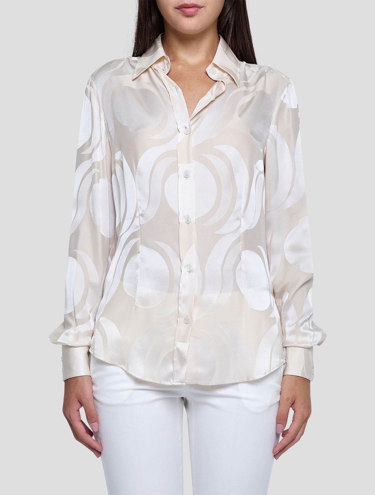 Kiton Beige Silk Shirt Women