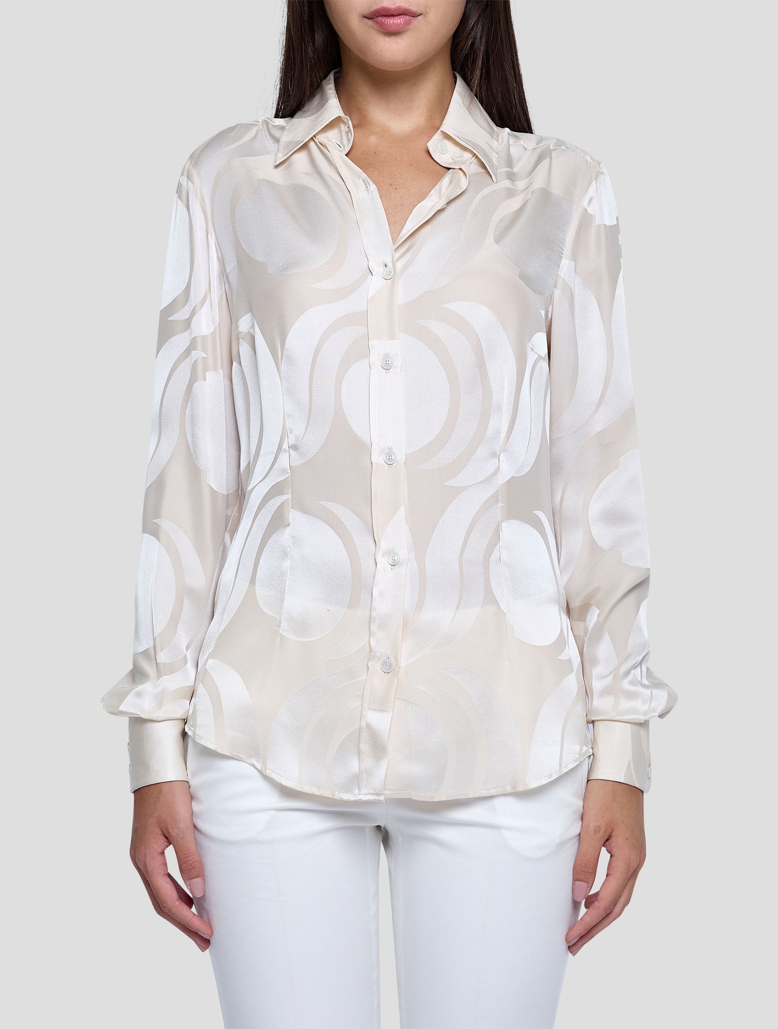 Kiton Beige Silk Shirt Women