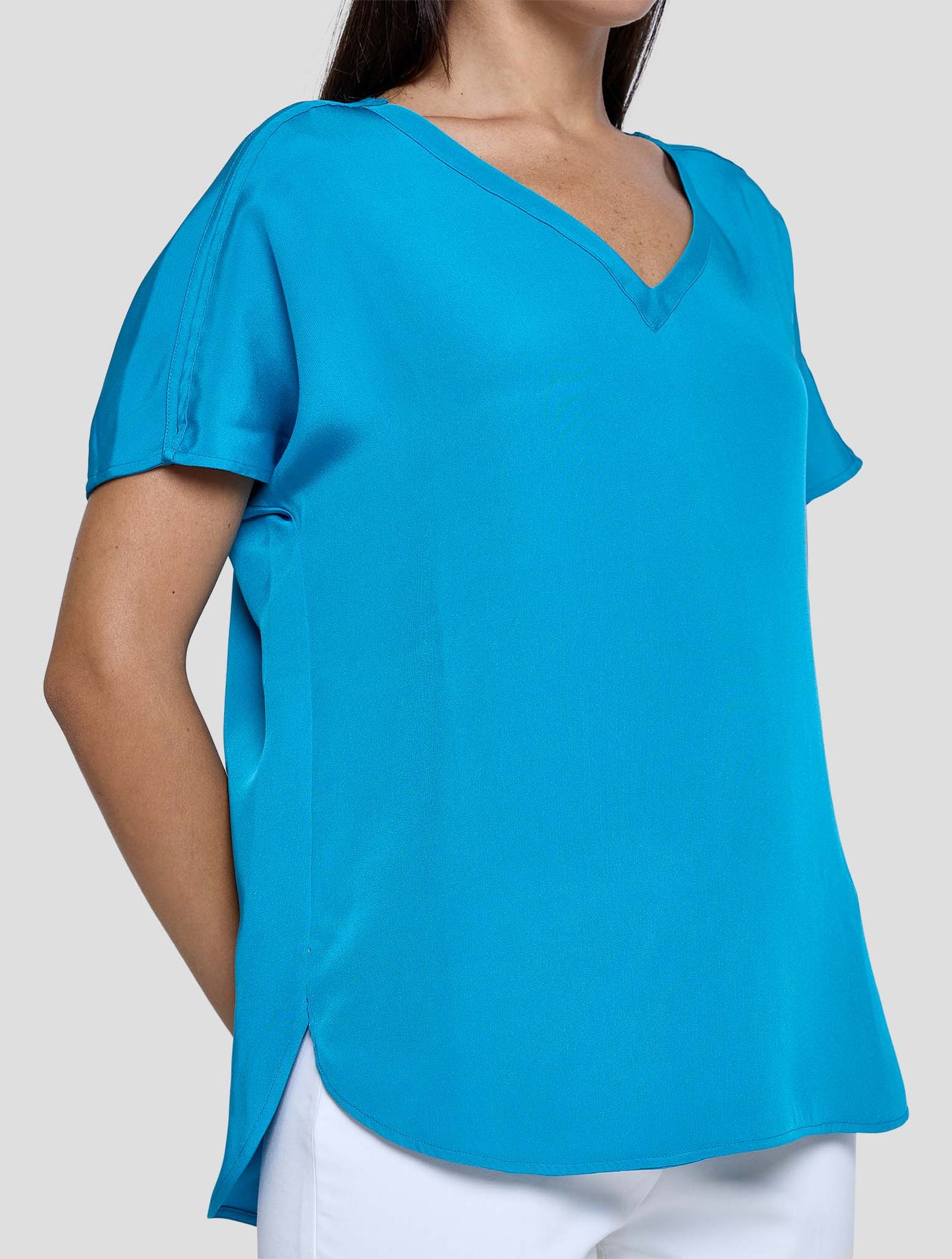 Kiton Blue Silk Shirt Women