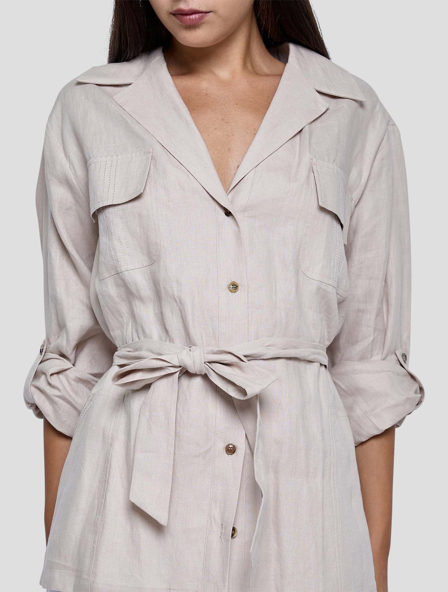 Kiton Beige Cotton Silk Shirt Women