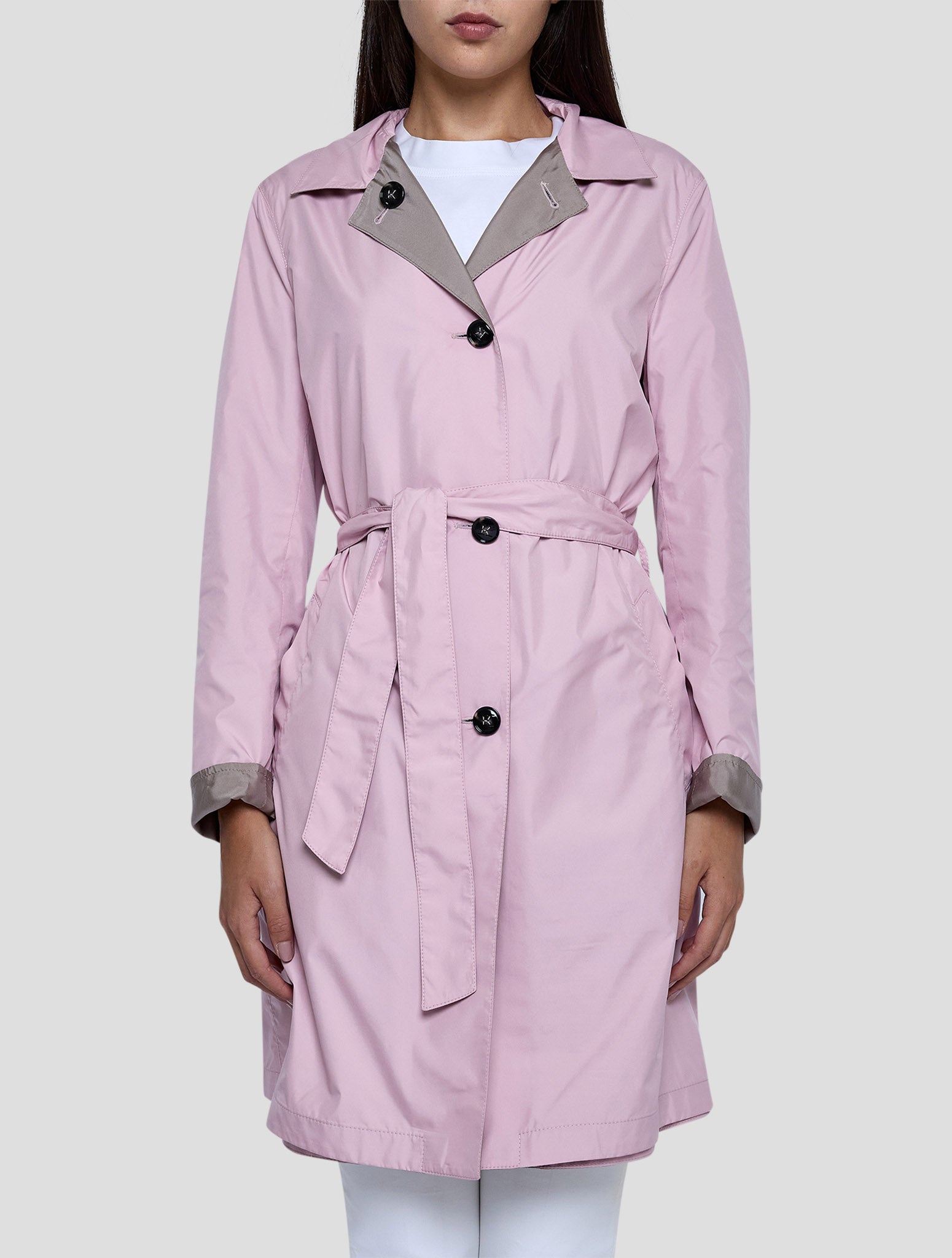 Kiton Taupe Pink Pl Reverse Overcoat Women