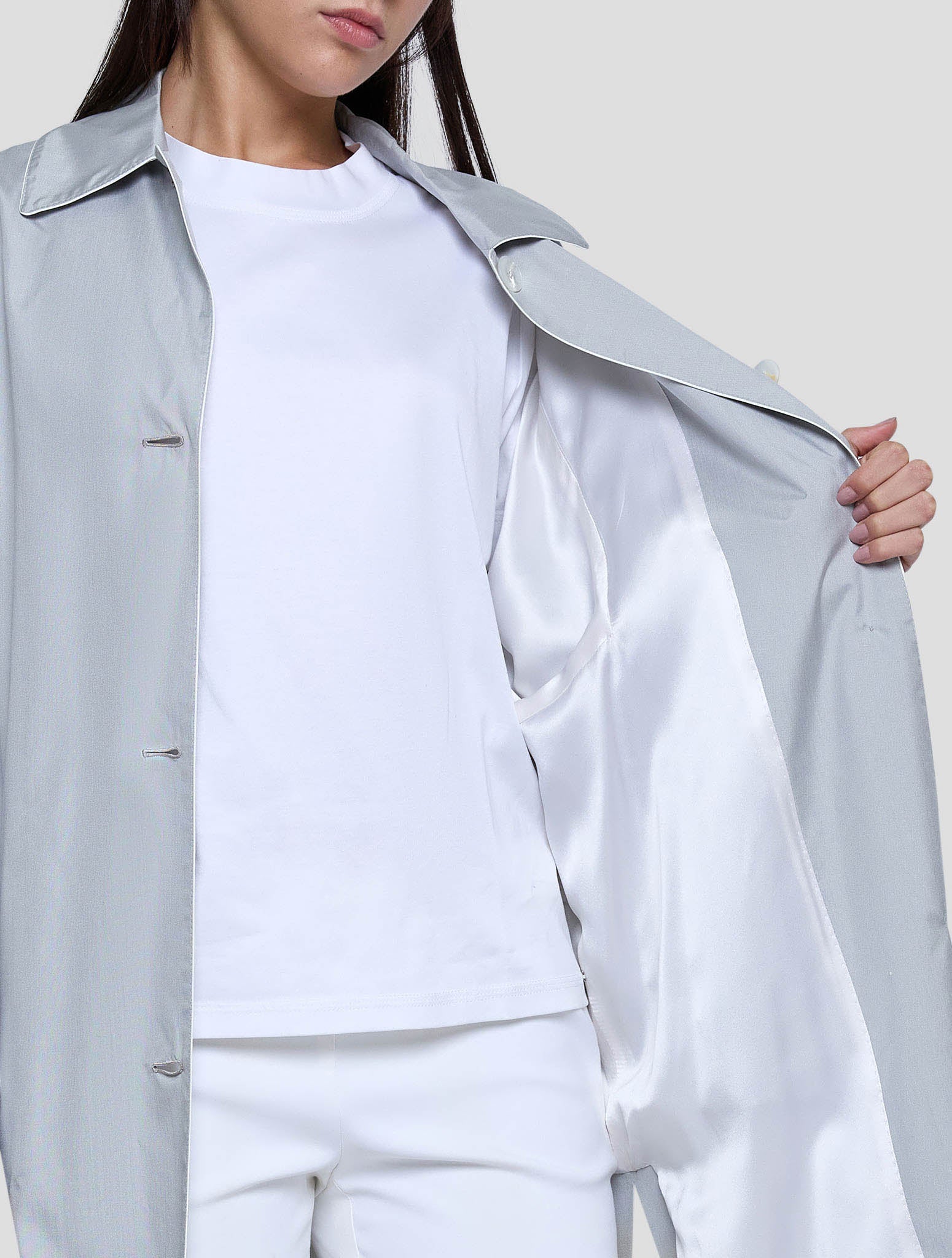 Kiton Gray Silk Overcoat Women