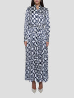 Kiton Blue White Silk Dress Women