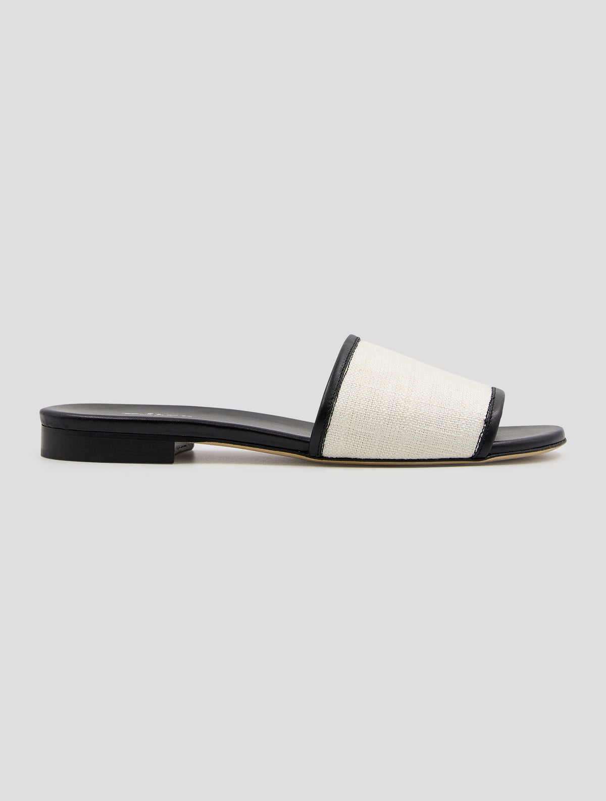 Kiton Black White Cotton Leather Sandals Women