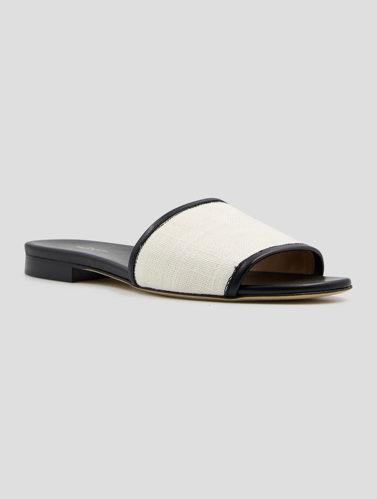 Kiton Black White Cotton Leather Sandals Women