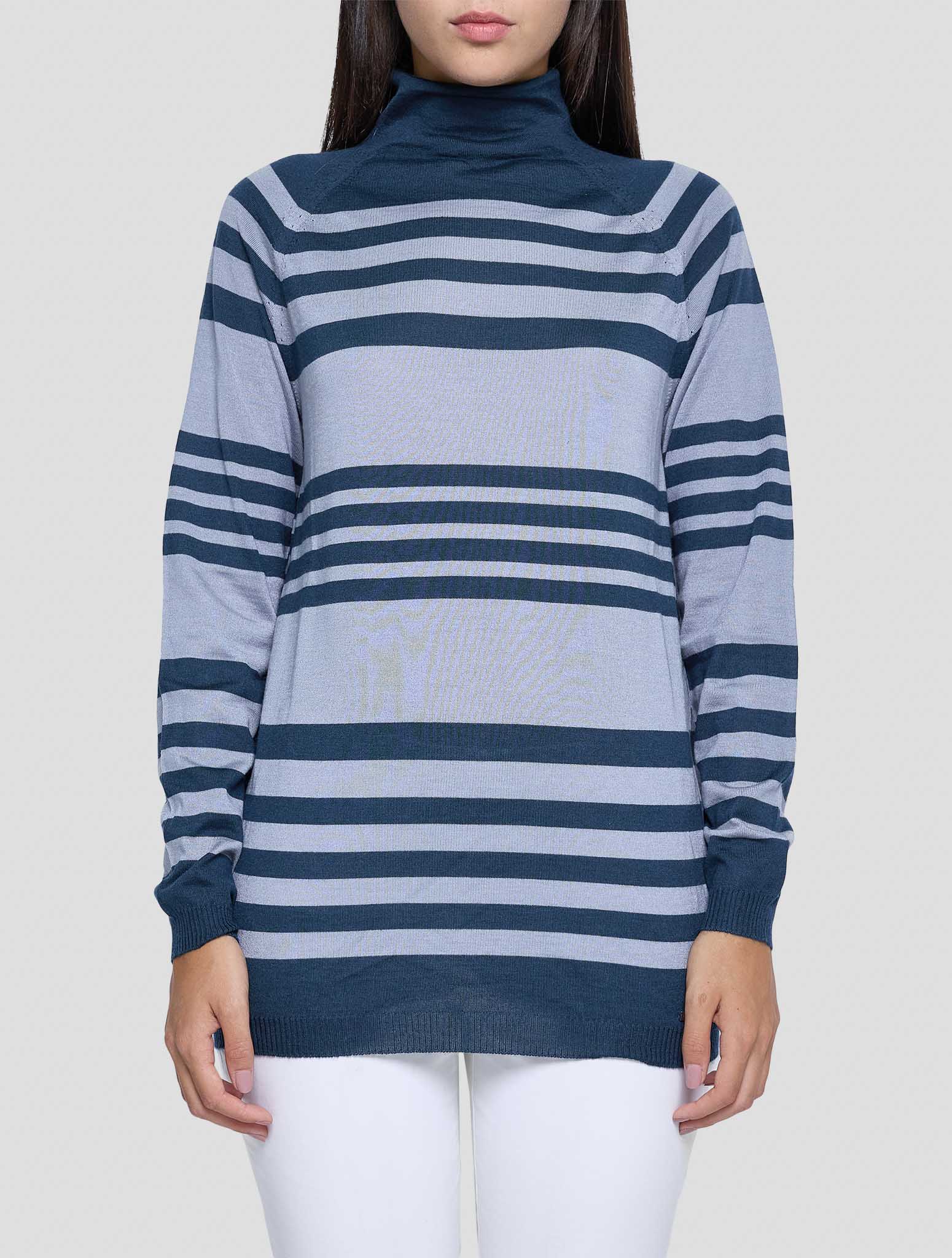 Kiton Gray Green Cashmere Silk Sweater Turtleneck Women
