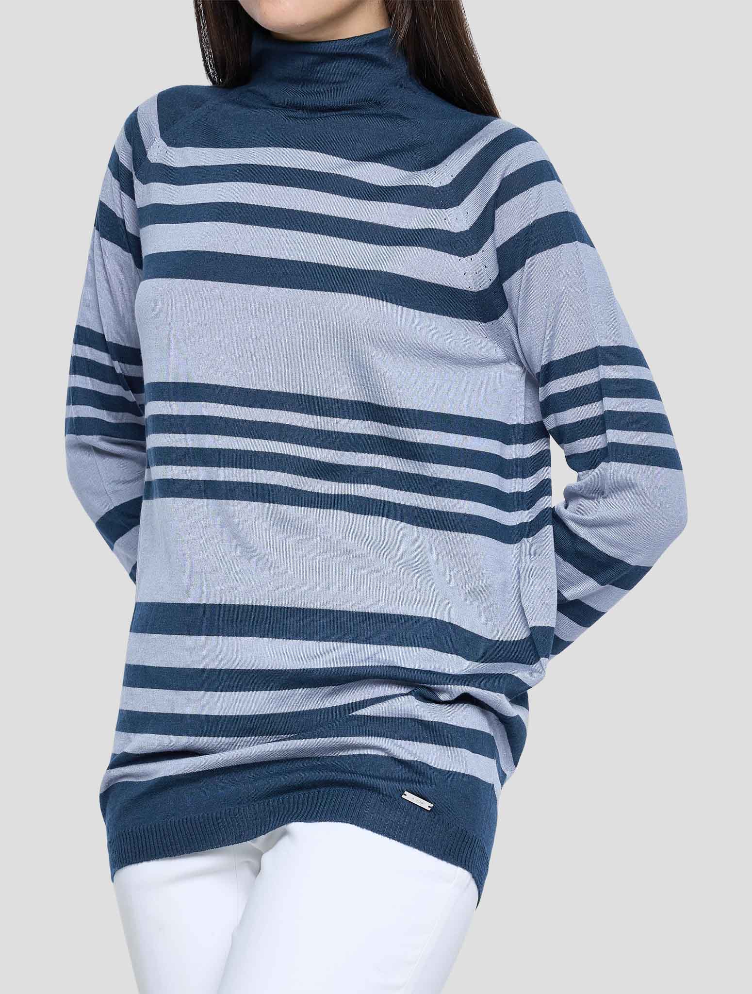Kiton Gray Green Cashmere Silk Sweater Turtleneck Women