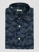 Kiton Blue Cotton Linen Shirt Nerano