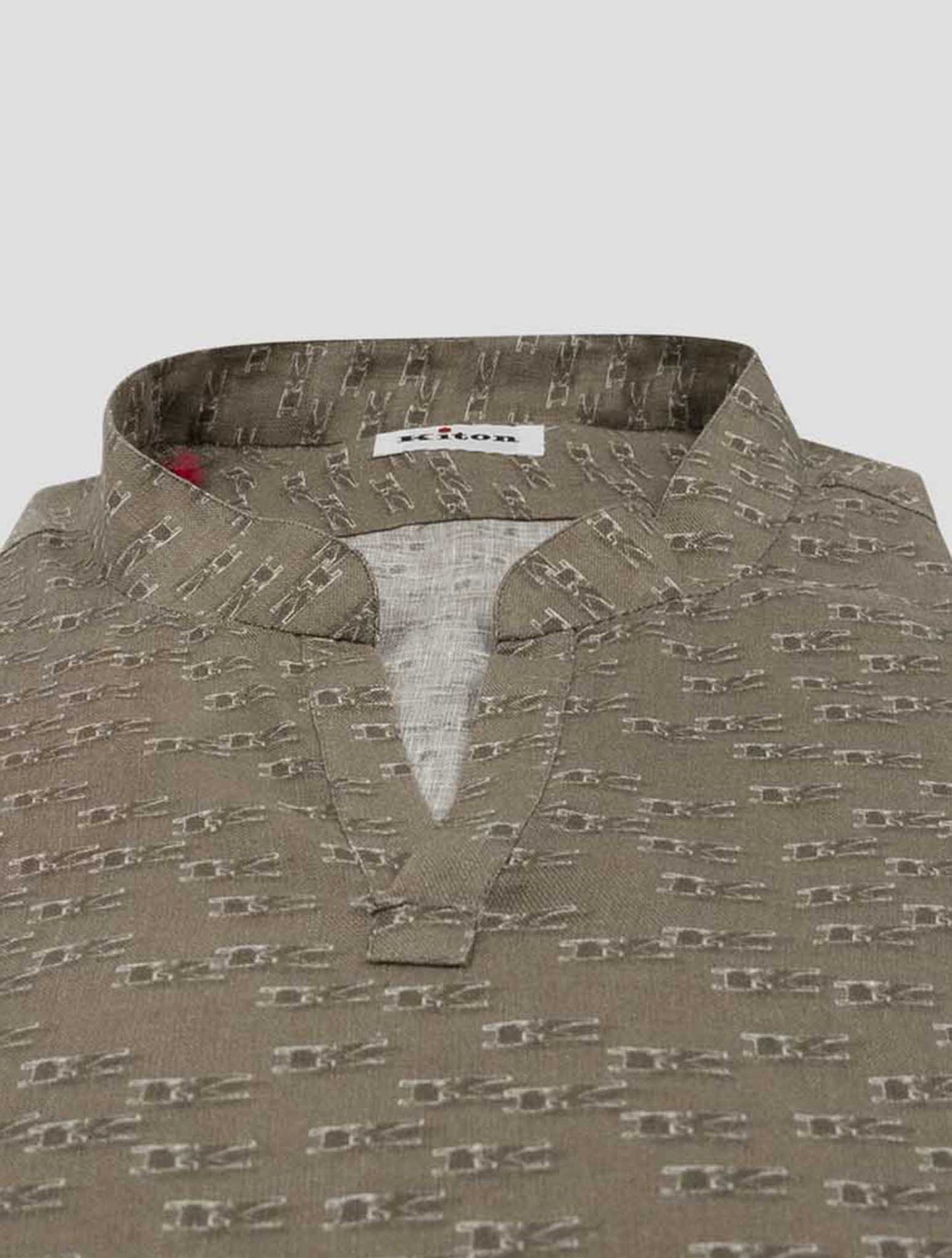 Kiton Brown Linen Korean Shirt