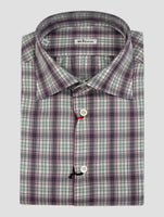 Kiton Burgundy Green Cotton Shirt