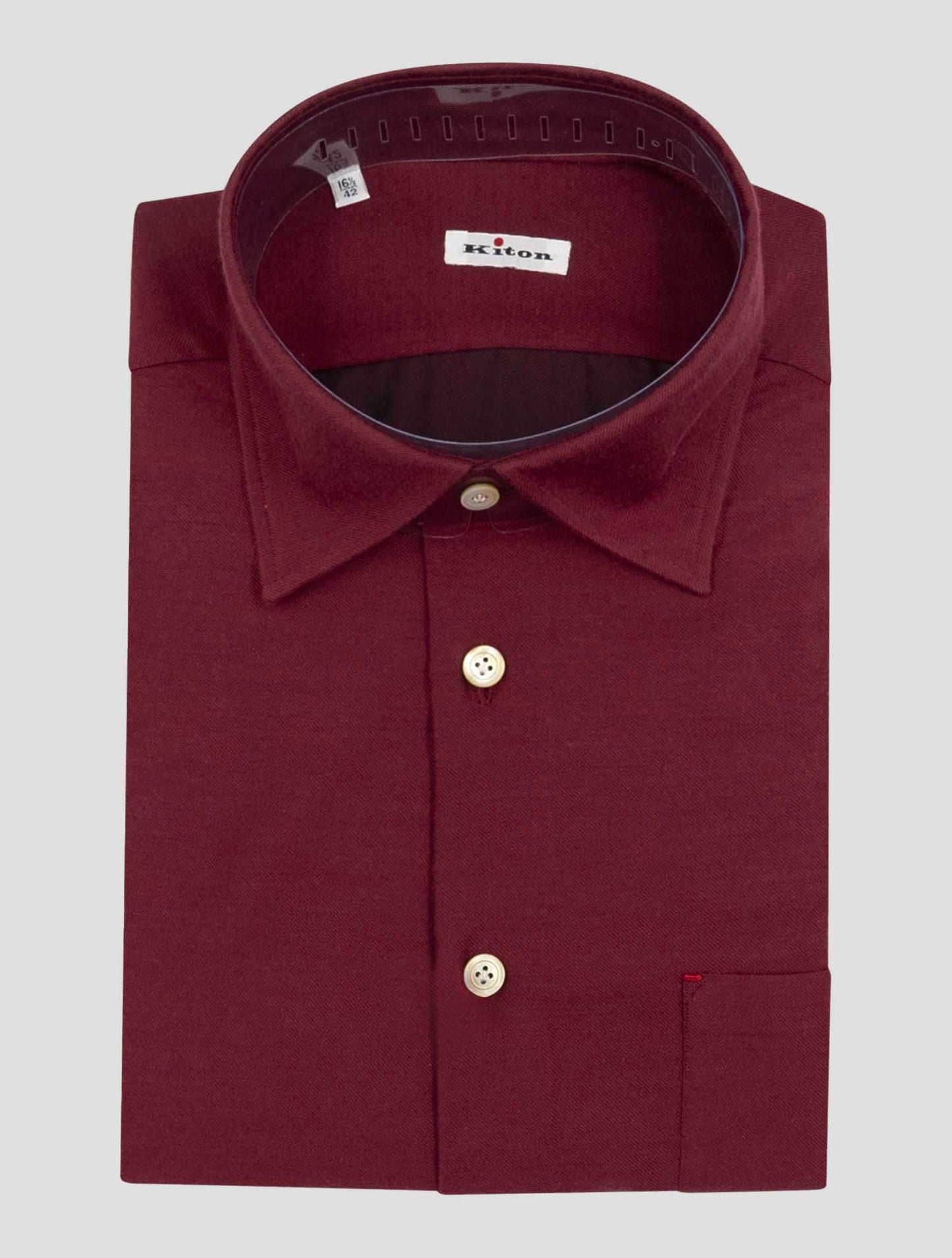 Kiton Burgundy Cotton Silk Cashmere Shirt Nerano
