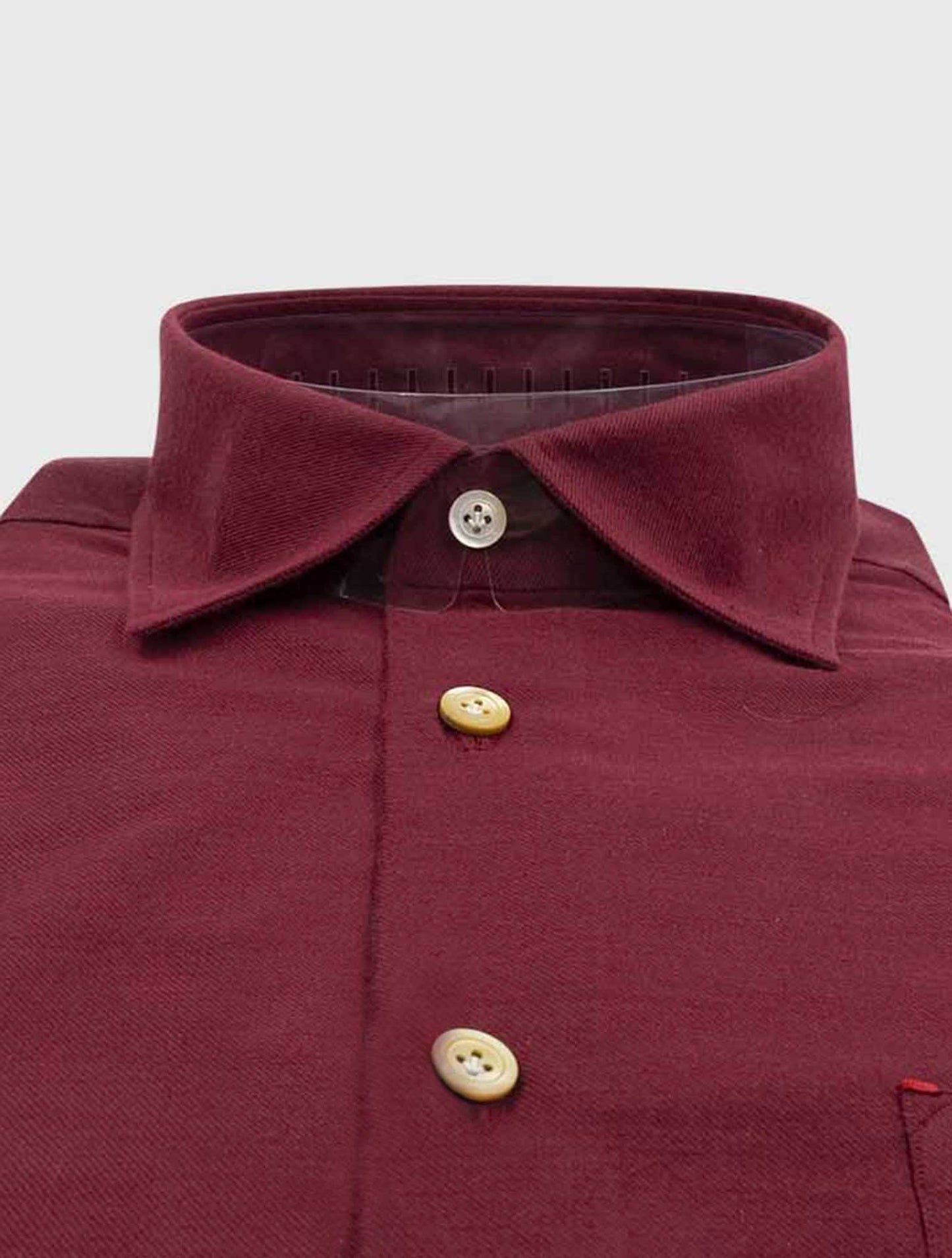 Kiton Burgundy Cotton Silk Cashmere Shirt Nerano