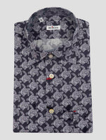 Kiton Blue White Cotton Shirt