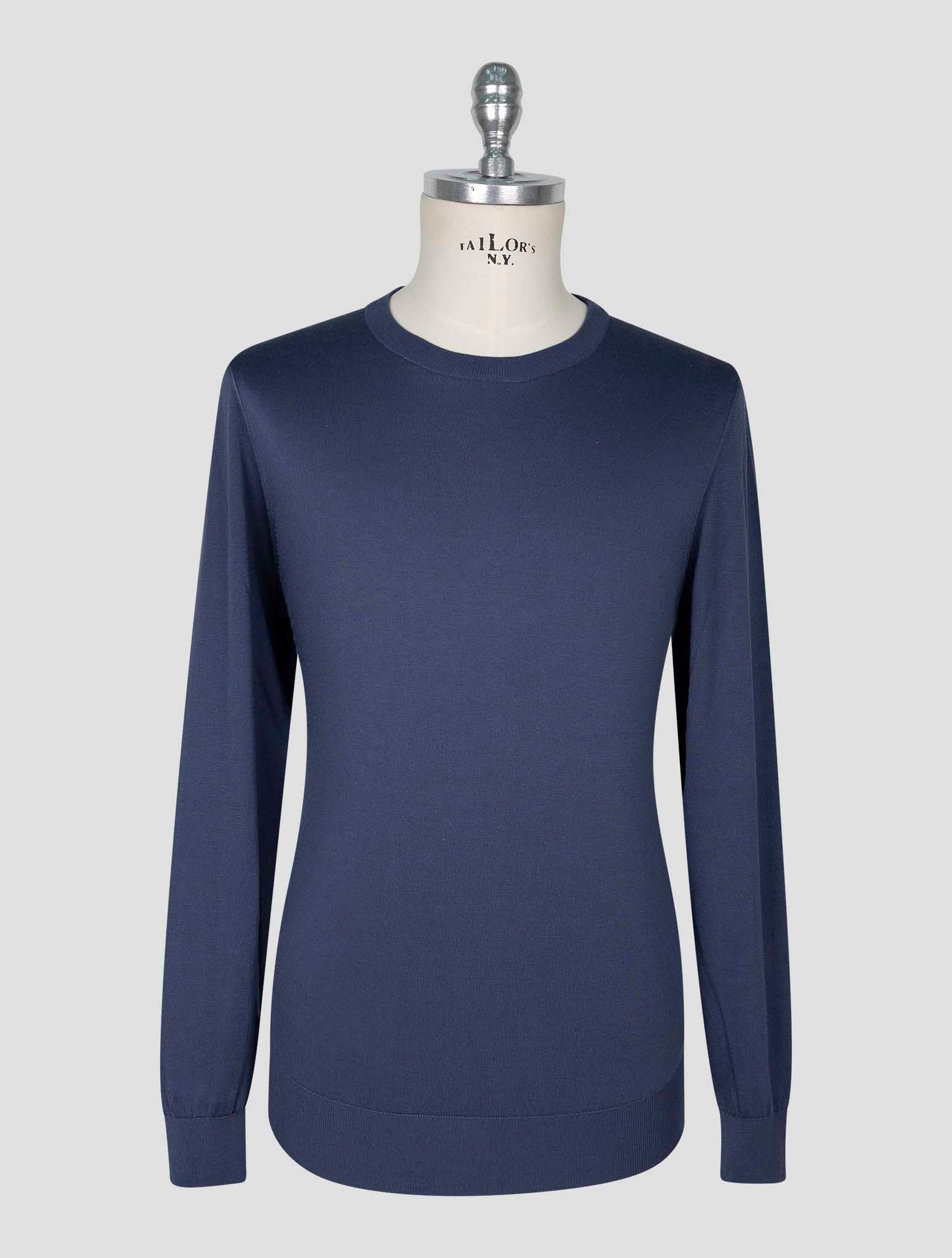 Kiton Blue Silk Sweater Crewneck