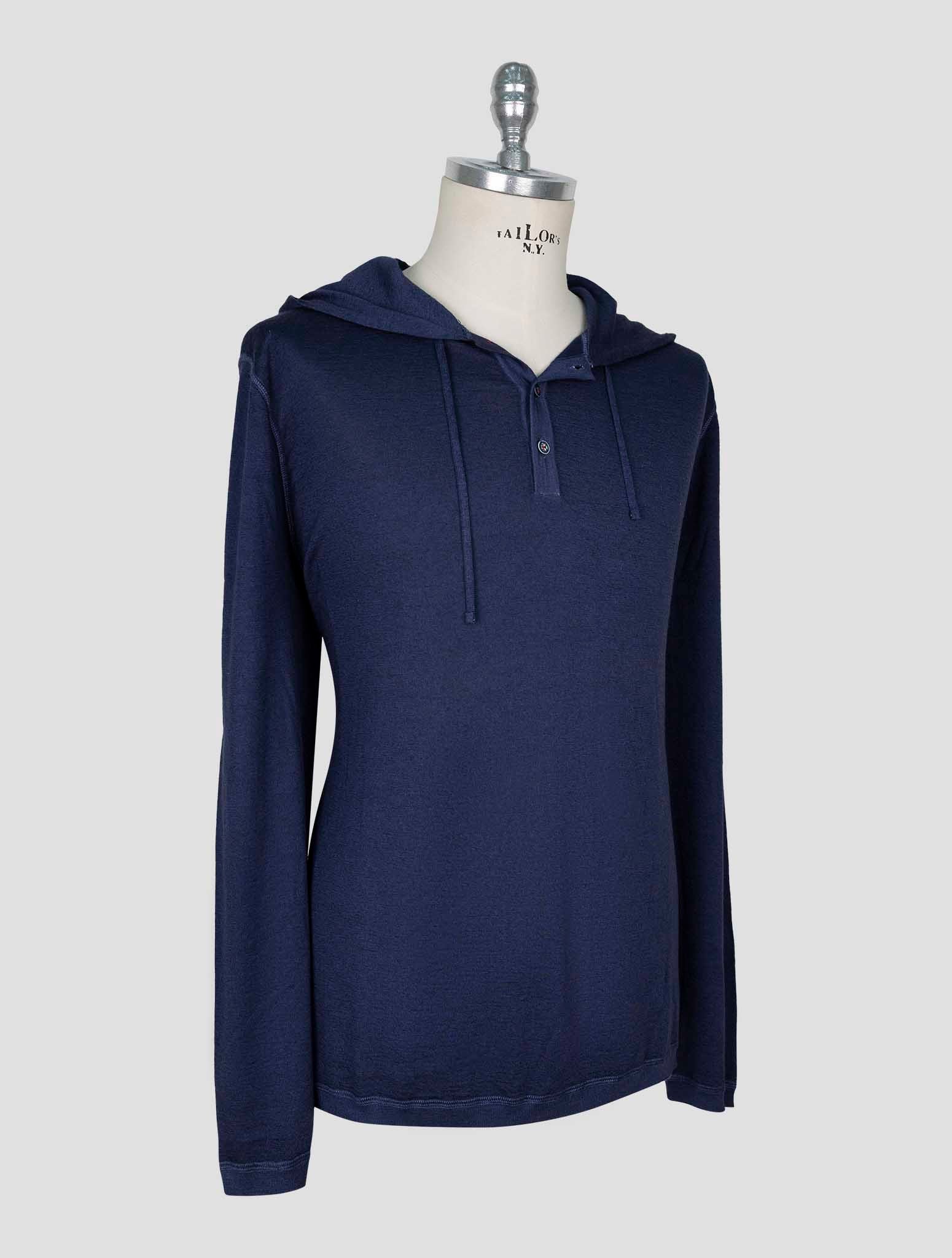 Kiton Blue Cashmere Silk Sweater Hoodie