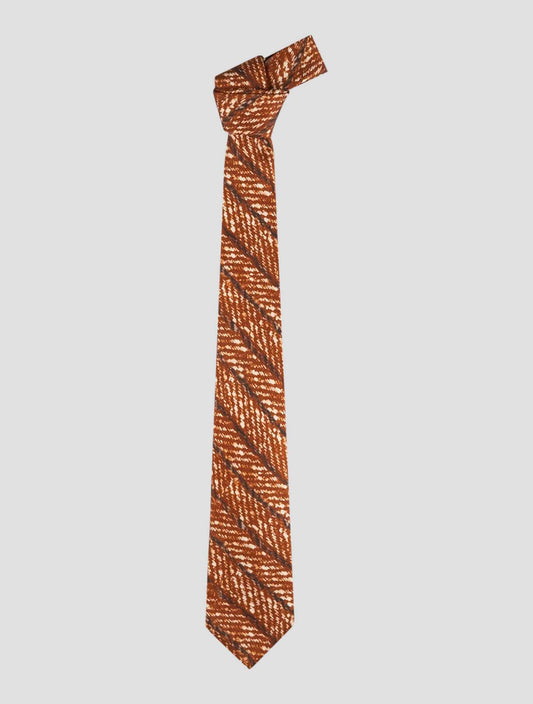 Kiton Orange White Silk Tie