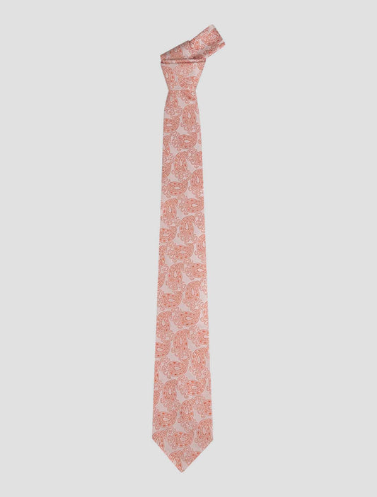 Kiton Orange White Silk Tie