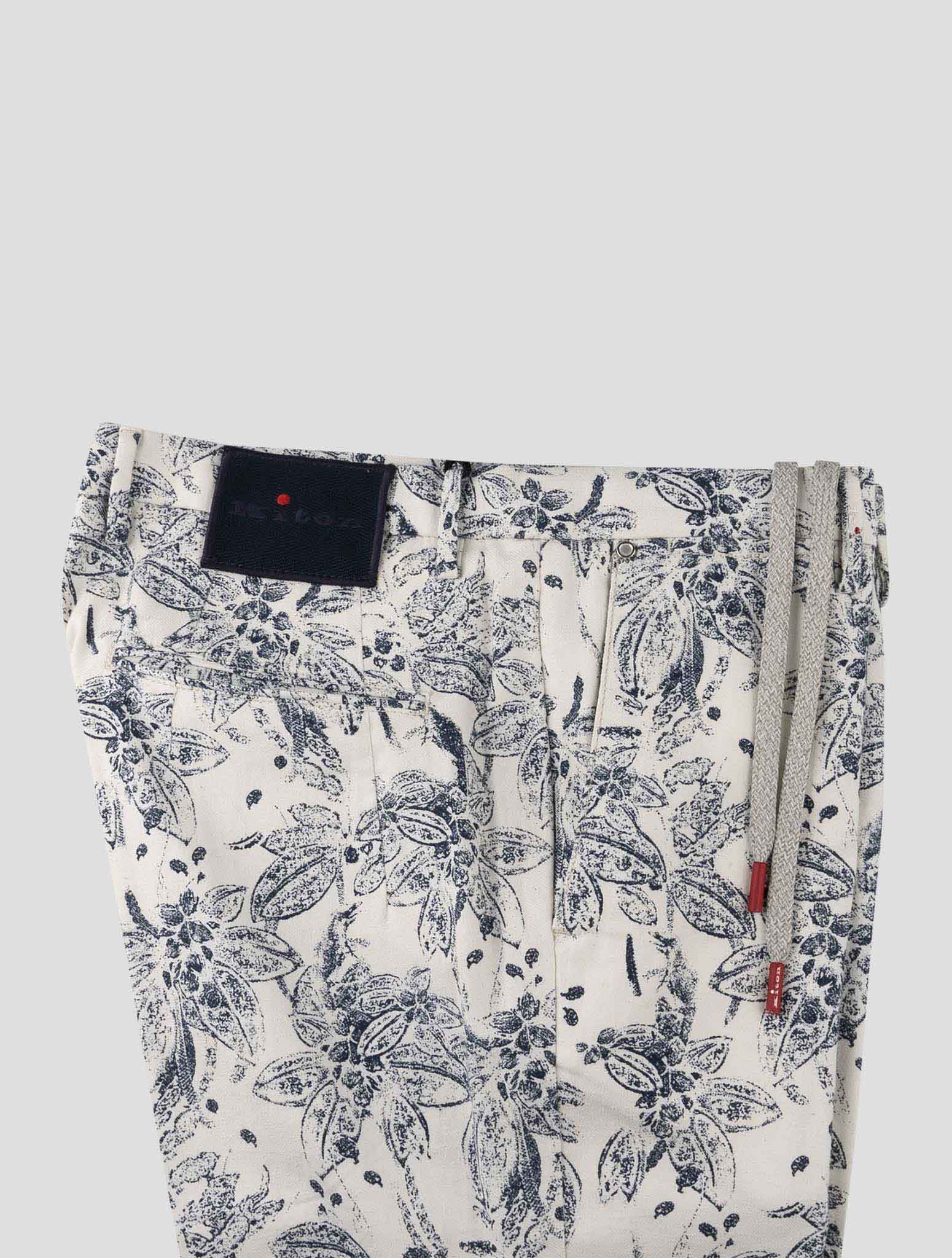 Kiton Blue White Cotton Pants