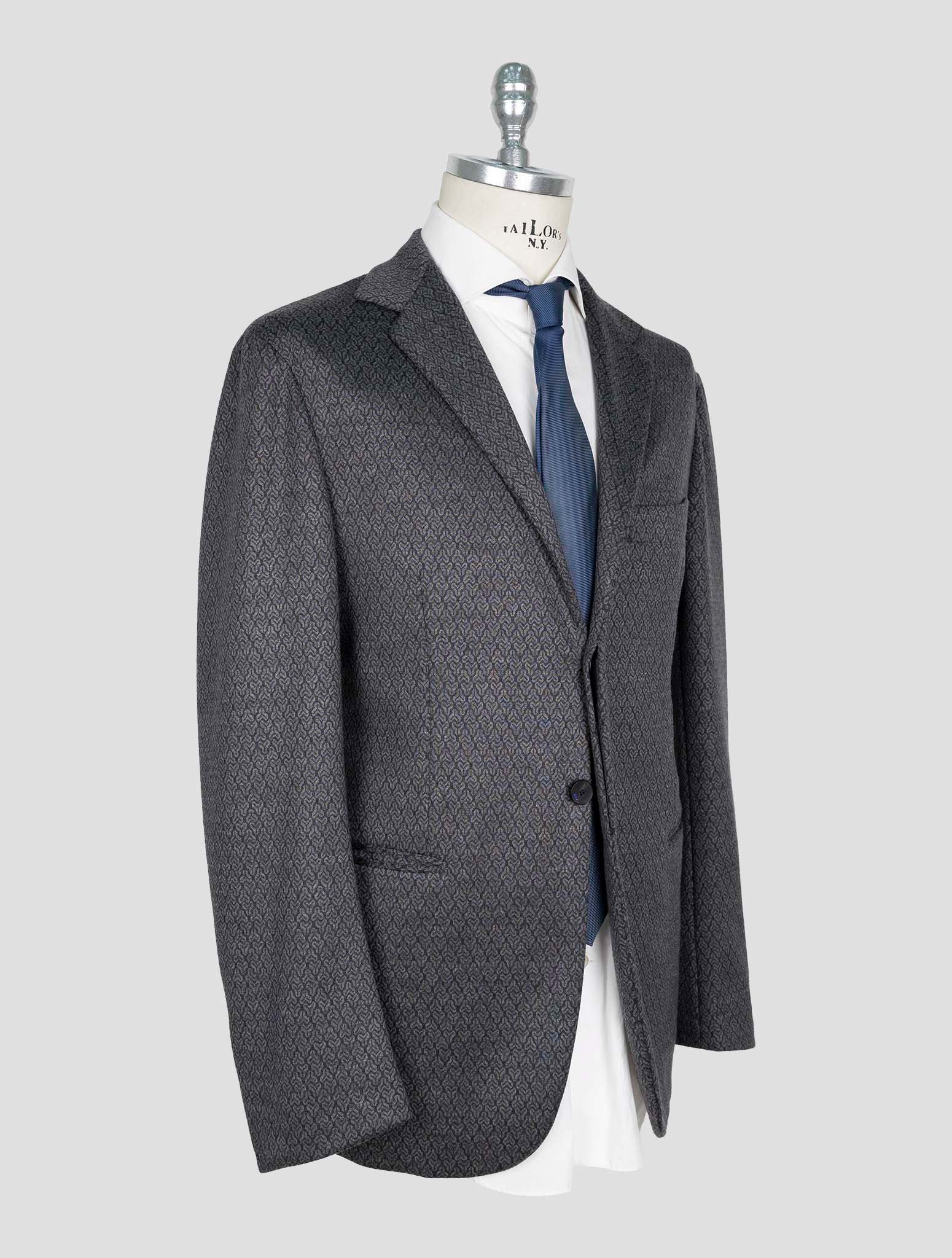 Kiton Knt Dark Gray Wool Cashmere Pl Blazer