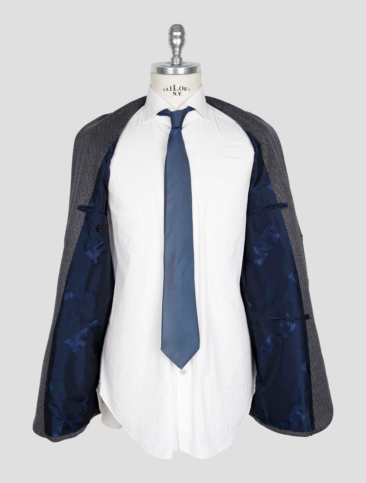 Kiton Knt Dark Gray Wool Cashmere Pl Blazer